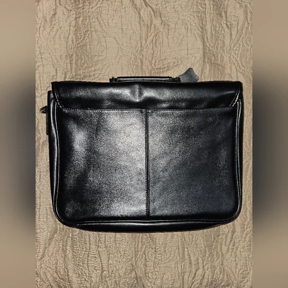 Alpine Swiss Black Leather Briefcase - Picture 7 of 9